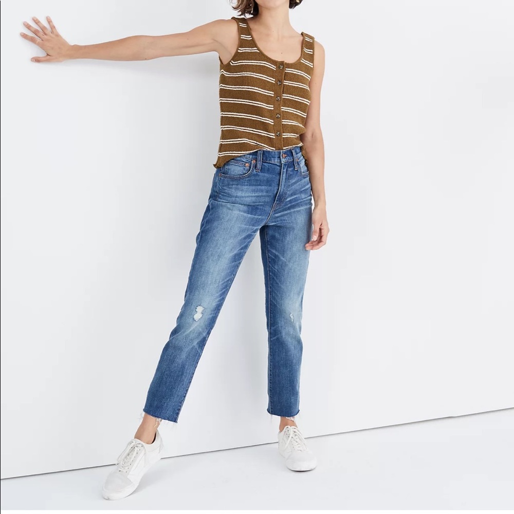 Madewell The High-Rise Slim Boyjean in Dover Wash: Raw-Hemmed Edition